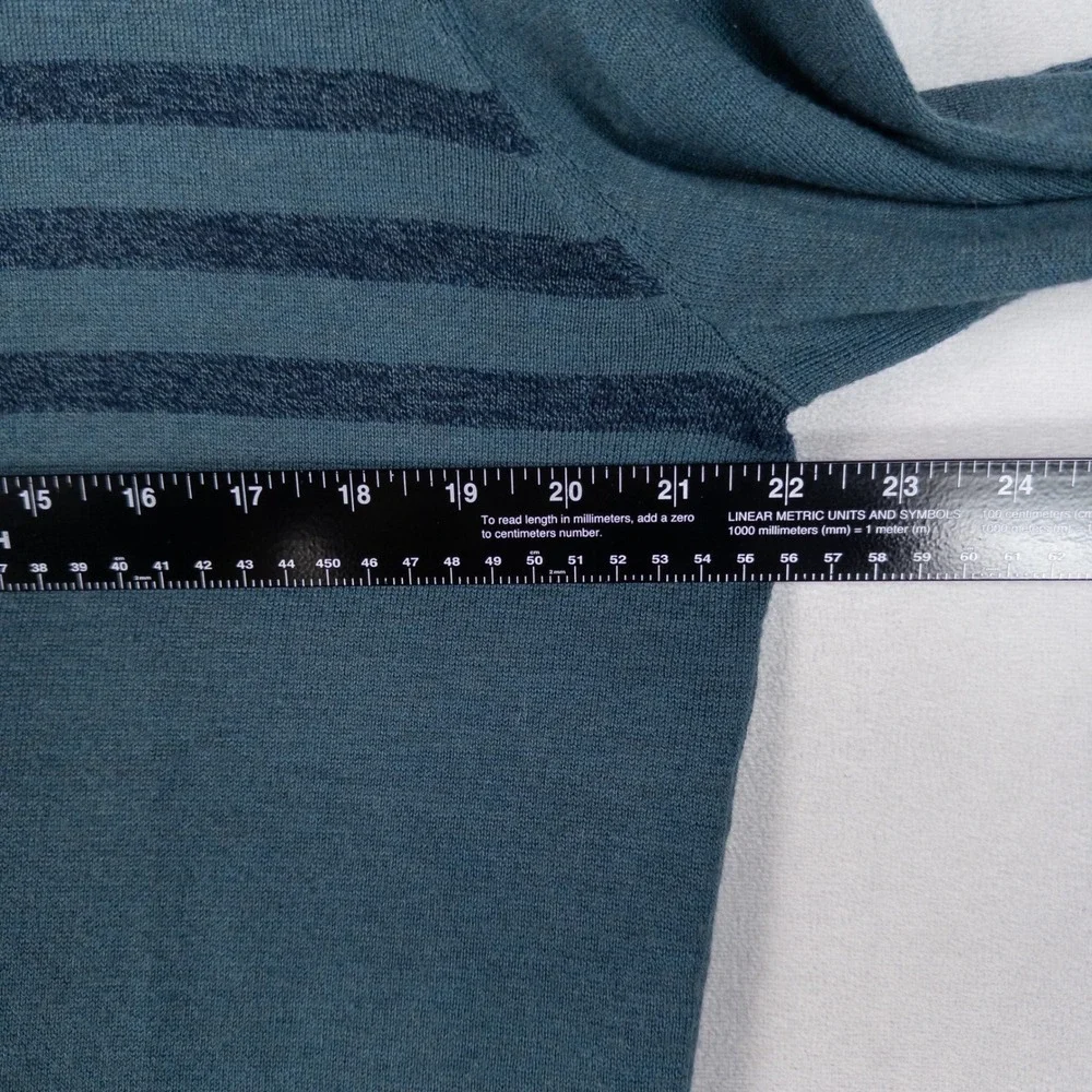 Smartwool Mens Sweater Large Blue Merino Wool Blend Striped Crewneck Pullover